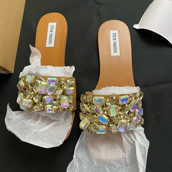 Steve Madden nude Brionna sandals with rhinestones Steve Madden BRIONNA Jeweled Embellished Sandals Multi  main image 2